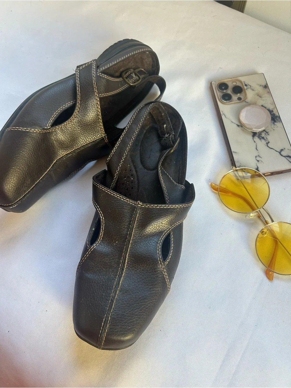 Ocean pacific Comfort have 8W Classic Brown Leather Men's Slingback Sandals op